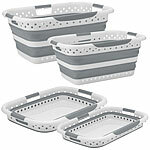 infactory 2er-Set Faltbarer Wäschekorb 28 & 40 l, Belüftungslöcher, 3 Griffe infactory Faltbare Wäschekorbe mit Belüftungslöchern 