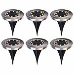 Lunartec 24er-Set Akku-Solar-Bodenleuchten, Edelstahlgehäuse, 8 LEDs, warmweiß Lunartec LED-Solar-Bodenleuchten