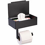 infactory 2er-Set Toilettenpapierhalterungen mit Feuchttücherbox, ohne Bohren infactory Toilettenpapierhalterungen mit Feuchttücherbox, ohne Bohren, zum Kleben