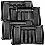 Rosenstein & Söhne 4er set Besteckkasten für Schubladen, ausziehbar: 30 - 52,5x33,5x5,5cm Rosenstein & Söhne Ausziehbare Besteckeinsätze für Schubladen, Kunststoff