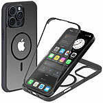 Xcase 360°-Schutzhülle für iPhone 15 Pro Max, stoßfest, MagSafe-komp., schw. Xcase 360°-Ganzkörper-Schutzhüllen für iPhone 15 Pro Max, Glas-Displayschutzfolie, MagSafe-komp., stoßfest
