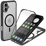 Xcase 360°-Schutzhülle für iPhone 16 Plus, stoßfest, MagSafe-komp., schwarz Xcase 360°-Ganzkörper-Schutzhüllen für iPhone 16 Plus, Glas-Displayschutzfolie, MagSafe-komp., stoßfest