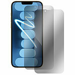 Somikon 2er-Set Schutzfolien, gehärtetes Glas, kompatibel mit iPhone 13 ProMax Somikon Schutzfolien aus gehärtetem Glas mit Anti-Spy-Schutz für iPhone, inkl. Installations-Werkzeug