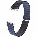 Callstel Armband für Apple Watch, 38/40/41 mm, schwarz/dunkelblau/silber Callstel Magnetische Apple Watch-Armbänder aus Silikon, doppelseitig wendbar