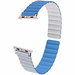 Callstel Armband für Apple Watch, 38/40/41 mm, blau/hellgrau/silber Callstel Magnetische Apple Watch-Armbänder aus Silikon, doppelseitig wendbar