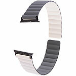 Callstel Armband für Apple Watch, 42/44/45/49 mm, beige/grau/schwarz Callstel Magnetische Apple Watch-Armbänder aus Silikon, doppelseitig wendbar
