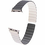 Callstel Armband für Apple Watch, 42/44/45/49mm, beige/grau/silber Callstel Magnetische Apple Watch-Armbänder aus Silikon, doppelseitig wendbar