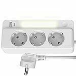 revolt 6in1-Steckdosenleiste mit USB-C PD und USB-A QC, Nachtlicht, 3.680 W revolt Steckdosenleisten zur Eckmontage mit 2 USB-Ports und LED-Licht