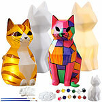 Playtastic 4er Set DIY-Katzenlampen-Malset mit 12 Farben, batteriebetrieben Playtastic DIY-Mallampen für Kinder