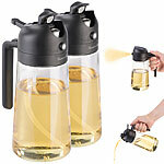 Rosenstein & Söhne 2er-Set 2in1-Ölspender und Ölsprüher für Kochen u.v.m., Glas, 470 ml Rosenstein & Söhne 2in1-Ölspender und Ölsprüher aus Glas 