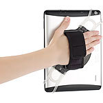 Callstel 2in1-Tablet-Halterung mit Handschlaufe & Ständer für Tablets 7 - 11,9" Callstel