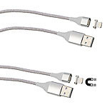 Callstel 2er-Set USB-Lade- & Datenkabel mit magnetischem Lightning-Stecker, 1 m Callstel