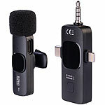 Callstel Mini-Funkmikrofon-Set für USB-C-Geräte, 2,4 GHz, 32 kHz Stereo, 20 m Callstel 2,4-GHz-Funkmikrofon-Sets mit Empfänger für USB-C-Anschluss