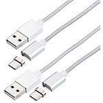 Callstel 2er-Set USB-Lade- & Datenkabel, magnetischer USB-C-Stecker, 1 m, 2,1 A Callstel