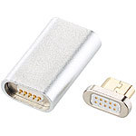 Callstel Magnetischer Micro-USB-Adapter für Lade- & Datenkabel, silber, 2er-Set Callstel Magnetische Micro-USB-Adapter