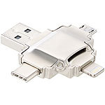 Callstel microSD-Kartenleser mit Lightning-, Micro-USB, Versandrückläufer Callstel