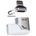 Callstel 4er-Set Lightning-kompatibler 90°-USB-C-Schnell-Ladeadapter,magnetisch Callstel Magnetische Lightning-Ladestecker-Adapter