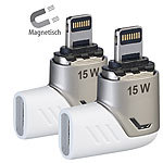 Callstel 2er-Set Lightning-kompatibler 90°-USB-C-Schnell-Ladeadapter,magnetisch Callstel Magnetische Lightning-Ladestecker-Adapter