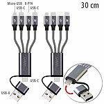 Callstel 2er-Set 8in1-Lade- & Datenkabel USB-C/A zu C/Micro-USB/Lightning, 30cm Callstel
