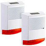 VisorTech 2er-Set Alarmsirenen-Attrappen mit Solar und Blinklicht, IP44 VisorTech Dummy Alarmanlagen 