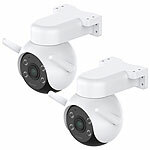 7links 2er-Set WLAN-Pan-Tilt-Outdoor-Kameras mit 2K, Nachtsicht, IP65 7links Outdoor-WLAN-IP-Überwachungskameras mit Nachtsicht, Geräuscherkennung & Objekt-Tracking 