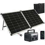 revolt Tragbare Powerstation & Solargenerator 614,4 Wh, USV, 240-W-Solarpanel revolt 2in1-Solar-Generator & Powerbank mit Notstrom-Funktion und externer Solarzelle 