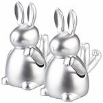 infactory 2er-Set Winke-Hasen, 20 cm, Batteriebetrieb, Ein/Aus-Schalter, silbern infactory Batteriebetriebene Winke-Hasen
