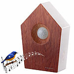 PEARL Vogelgesang-Box mit Bewegungssensor, 120 s Spielzeit, Teak-Holz-Optik PEARL Vogelgesang-Boxen mit Bewegungs-Sensor