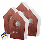 PEARL 4er-Set Vogelgesang-Box mit Bewegungssensor, 120 s, Teak-Holz-Optik PEARL Vogelgesang-Boxen mit Bewegungs-Sensor