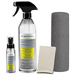 PEARL Bildschirm-Reinigungs-Set, 2 Sprays, 610vm, Mikrofasertuch, Poliertuch PEARL Bildschirm-Reinigungs-Sets mit Sprays, Mikrofasertücher, Poliertücher