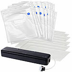 Rosenstein & Söhne 2in1-Vakuumierer mit 10 Folien je 20x25 cm und 20 Folien je 26x28 cm Rosenstein & Söhne 2in1-Balken-Vakuumierer mit Einzelnaht, für Folien, Tüten und Dosen