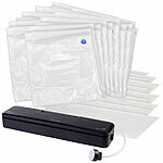Rosenstein & Söhne 2in1-Vakuumierer mit 10 Folien je 20x25 cm und 20 Beutel je 34x30 cm Rosenstein & Söhne 2in1-Balken-Vakuumierer mit Einzelnaht, für Folien, Tüten und Dosen