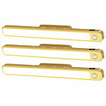 Lunartec 3er-Set LED-Akku-Unterbau-/Bilderleuchte, PIR, Fernbedienung, messing Lunartec Akku-Unterbau- und Bilderleuchten mit CCT-LEDs, dimmbarer Helligkeit & PIR-Sensor