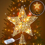 Luminea Weihnachtsbaumspitze Stern mit 20 LEDs, Ø 25 cm, golden, Glitzereffekt Luminea Weihnachtsbaumspitze mit LEDs, batteriebetrieben