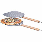 Cucina di Modena 2er-Set Pizzaschieber mit Aluminium-Schaufel und Holzgriff, Ø 30 cm Cucina di Modena Perforierte Pizzaschieber mit Aluminium-Schaufeln und Holzgriffen