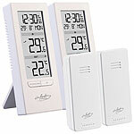 infactory 2er-Set Digitale Temperaturstation, Innen-/Außenthermometer, Funkuhr infactory Digitale Temperaturstationen mit Innen- und Außenthermometer und Funkuhr 