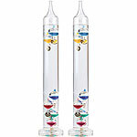 PEARL 2er-Set Dekoratives Retro Galileo-Thermometer Classic, 27 cm PEARL Galileo-Thermometer 