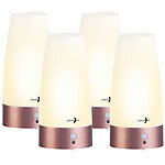 Lunartec 4er-Set LED-Akku-Tischlampen mit PIR-Bewegungs-Sensor, warmweiß, rund Lunartec LED-Akku-Tischlampen mit PIR-Sensor 