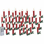 Lunartec 40er-Set LED-Weihnachtsbaum-Kerzen mit IR-Fernbedienung, rot Lunartec Kabellose, dimmbare LED-Weihnachtsbaumkerzen mit Fernbedienung und Timer 