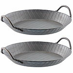 Tornwald-Schmiede 2er-Set Kaltgeschmiedete Pfannen, 2 Griffe, Rautenprägung, Ø 28 cm Tornwald-Schmiede Kalt geschmiedete Eisen-Pfannen 