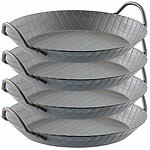 Tornwald-Schmiede 4er-Set Kaltgeschmiedete Pfannen, 2 Griffe, Rautenprägung, Ø 28 cm Tornwald-Schmiede Kalt geschmiedete Eisen-Pfannen 