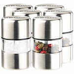 PEARL 6er-Set Mini-Salz-/Pfeffermühle, Edelstahl, Keramikmahlwerk, Ø 3 cm PEARL Manuelle Mini Salz-und Pfeffer-Mühlen 