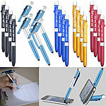 PEARL 4in1-Kugelschreiber mit LED-Lampe, Touchpen & Handy-Ständer, 20er-Set PEARL 4in1-Kugelschreiber mit Touchpens 