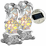 Lunartec 2er-Set Gartendekoration "Träumender Engel" mit Solar-LED-Beleuchtung Lunartec LED-Solar-Engel 