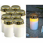 PEARL 8er-Set flackernde LED-Grablicht-Kerzen, Batteriebetrieb, 12 cm, weiß PEARL LED-Grablichter 