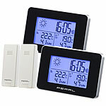 PEARL 2er-Set Wetterstation, Funkwecker, Thermo-/Hygrometer, Außensensor PEARL Funk-Wetterstationen mit Außensensoren 