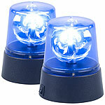 Lunartec 2er-Set LED-Partyleuchte im Blaulichtdesign, 360°-Beleuchtung Lunartec Blaulicht-Partyleuchten 