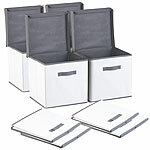 PEARL 4er-Set Aufbewahrungsboxen mit Deckel, faltbar, 31x31x31 cm, weiß PEARL Faltbare Aufbewahrungsboxen 