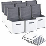 PEARL 8er-Set Aufbewahrungsboxen mit Deckel, faltbar, 31x31x31 cm, weiß PEARL Faltbare Aufbewahrungsboxen 