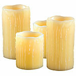 Britesta 4er-Set LED-Echtwachskerzen "Glow by Blow", Luftzug-Sensor, 10 & 15 cm Britesta LED-Echtwachskerzen mit beweglicher Flamme und Ausblasfunktion 